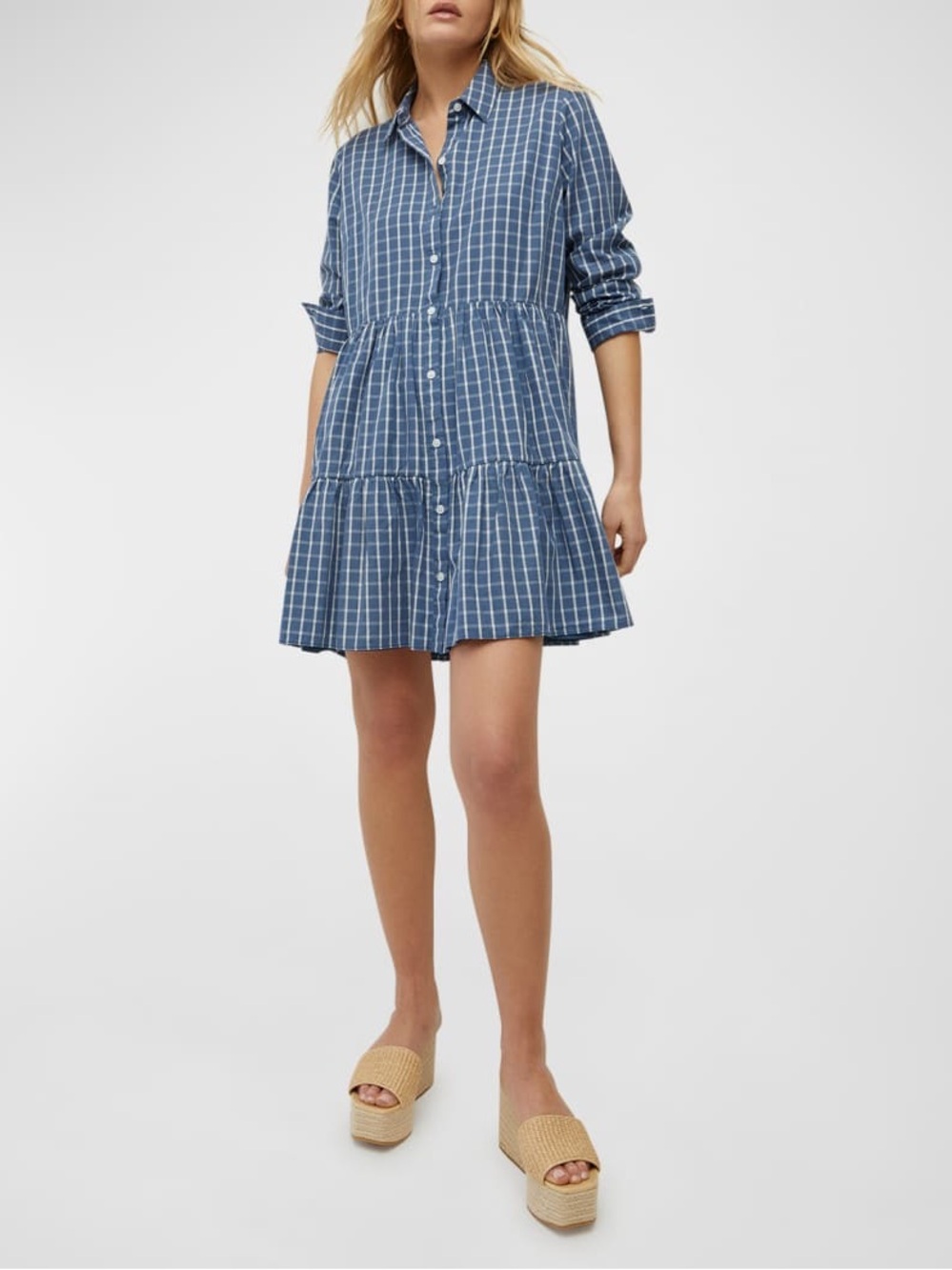 Veronica Beard Jemila Check Tiered Mini Dress